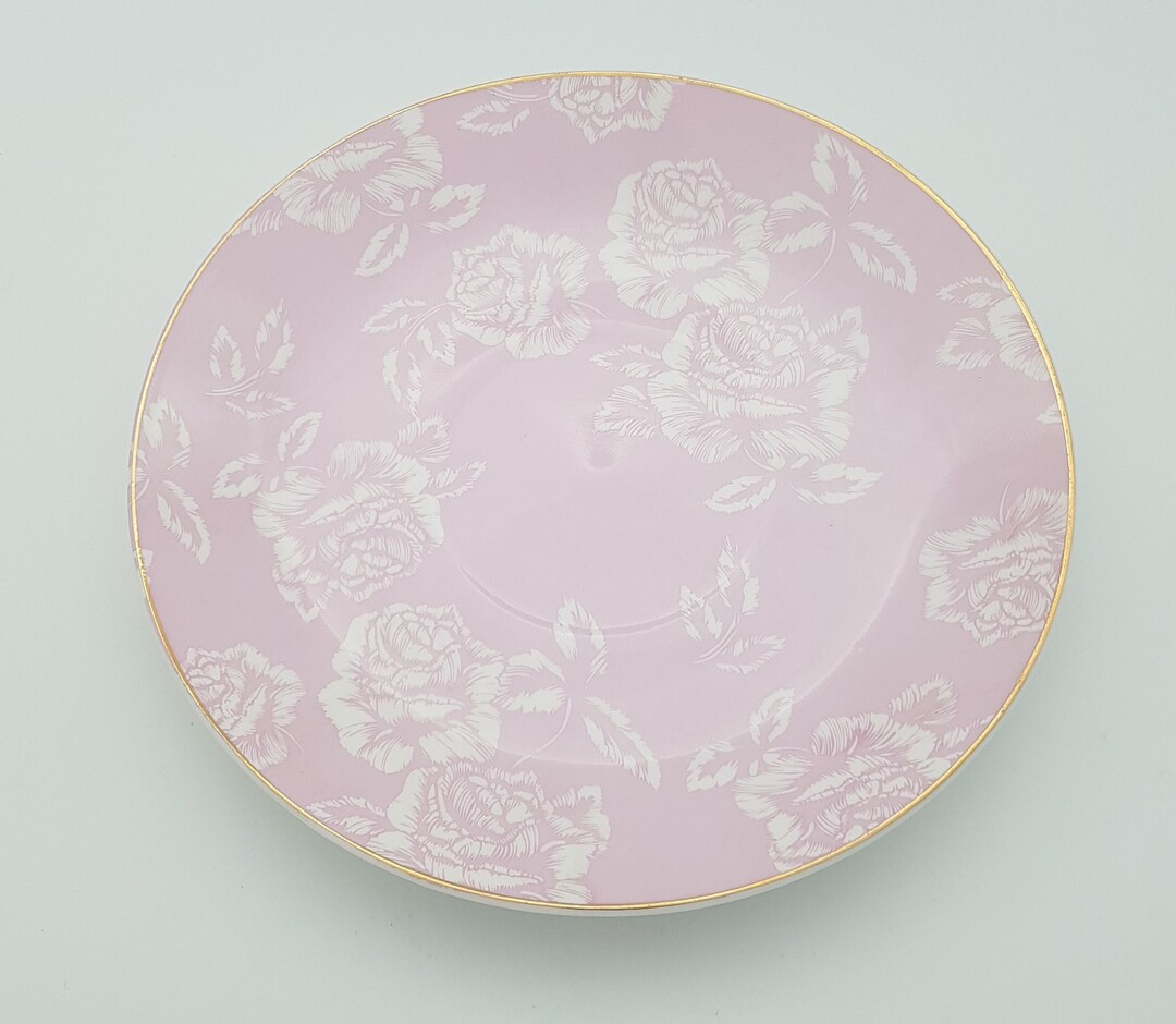 C0107 Pink with white rose saucer  @home