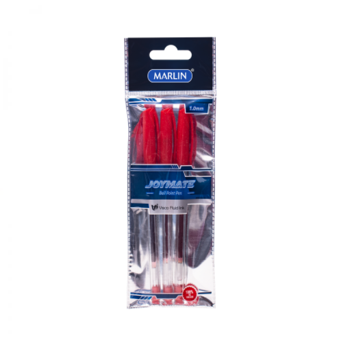 MARLIN FREE STYLER PENS 3's, MEDIUM POINT, RED AND TRANSPARENT