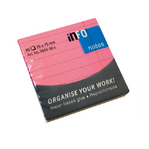 INFO NOTES BRIGHT LINED STICKY NOTE PAD 5654-32-L