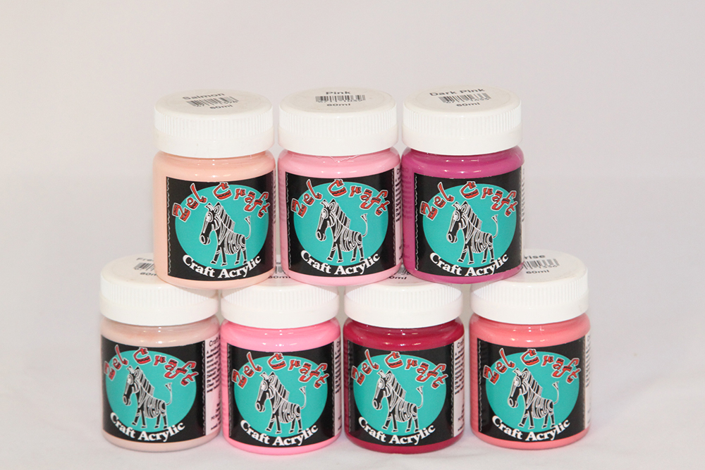 Zelcraft Acrylic Paints (60ml) - Shades of Pink
