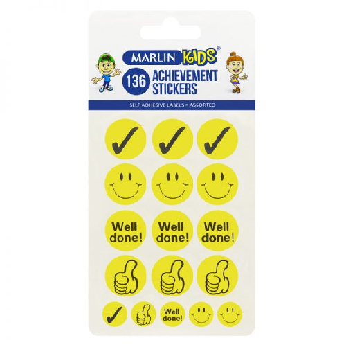 MARLIN SELF-ADHESIVE LABELS 136 ASSORTED "WELL DONE" STICKERS
