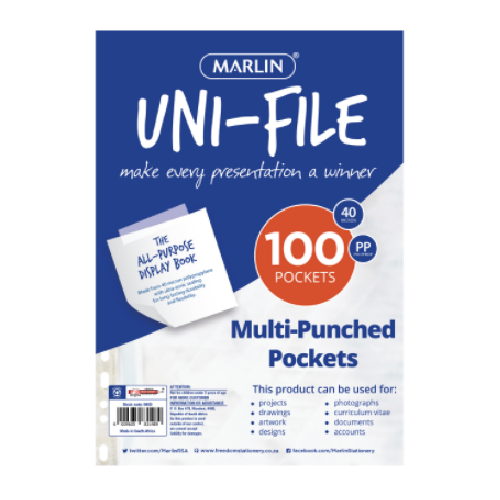 MARLIN MULTIPUNCHED POCKETS 100's, 40 MICRON