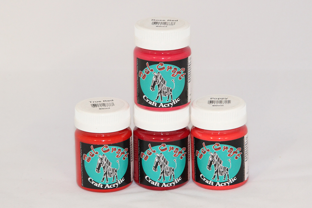 Zelcraft Acrylic Paints (60ml) - Shades of Red