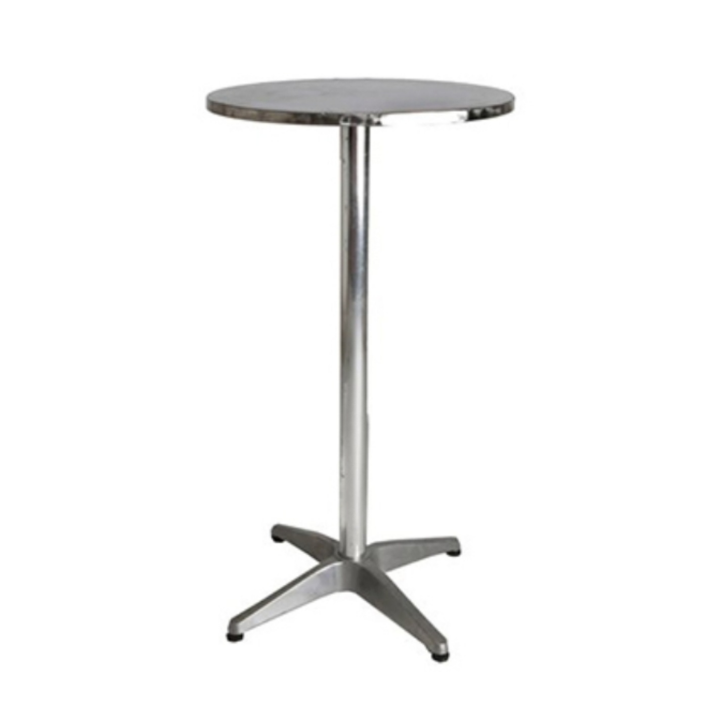 Chrome Cocktail Table With Round Chrome Top.