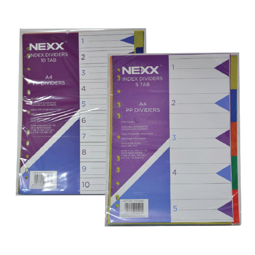 NEXX PVC FILE DIVIDER OR INDEXES POLYPROPYLENE