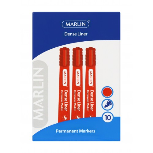 MARLIN DENSE LINERS PERMANENT MARKERS 10's, RED
