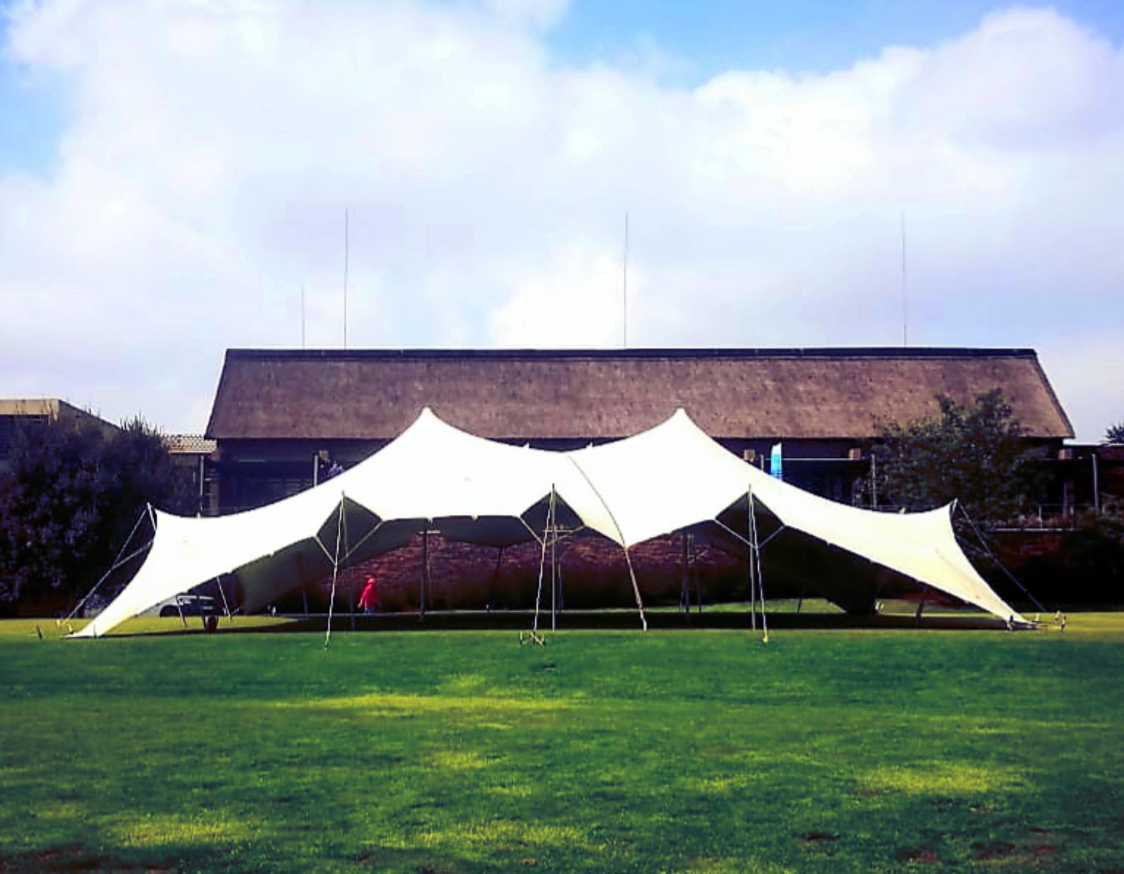 Large  White Stretch Tent On A Golf Course In South Africa.