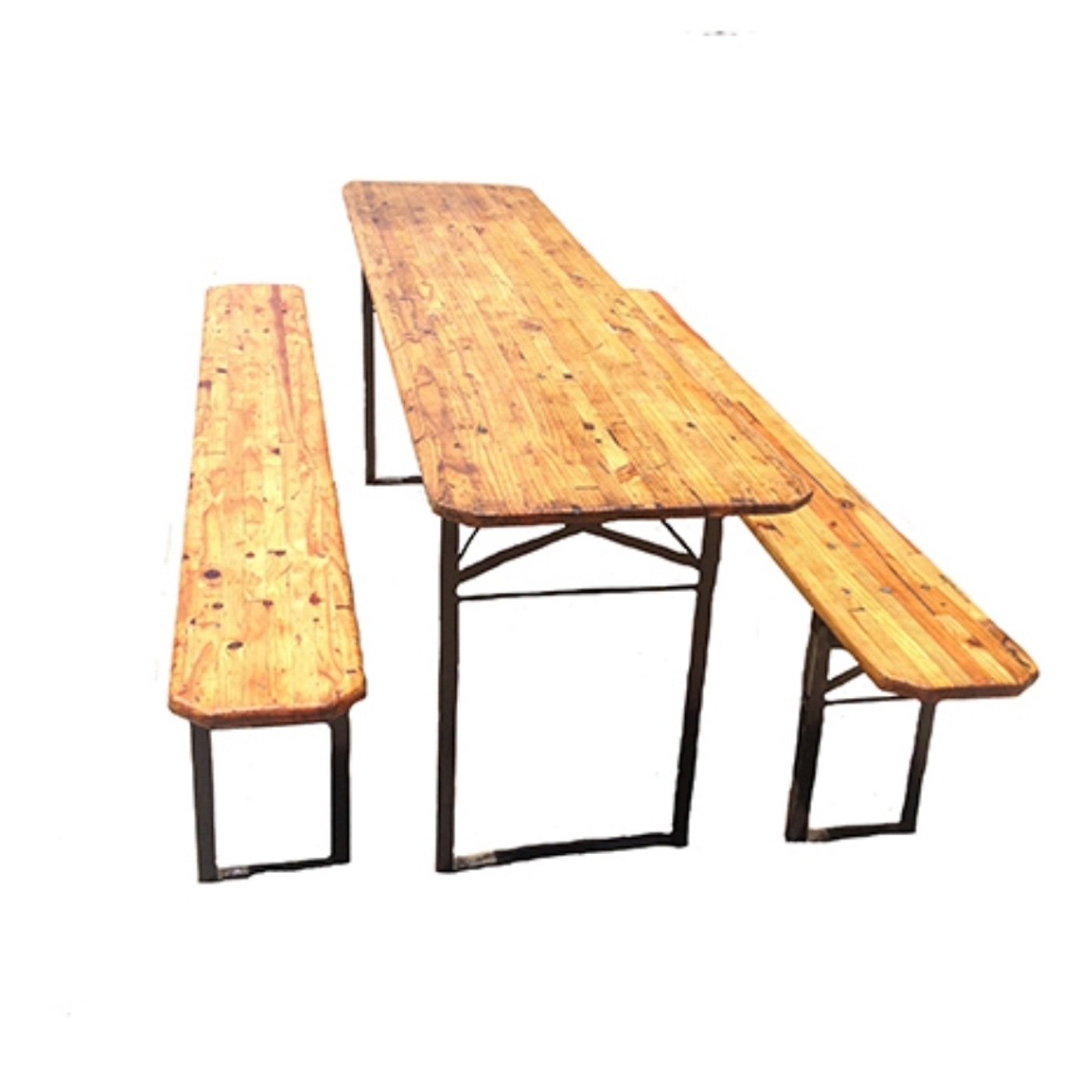 Wooden Beer Fest Table With Wooden Festival Benches.