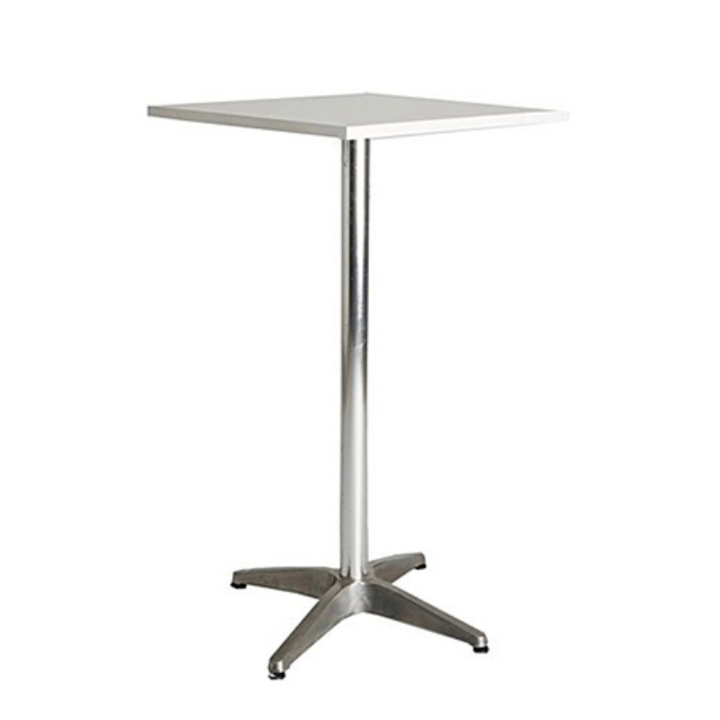 Crome Cocktail Table With Square White Top.