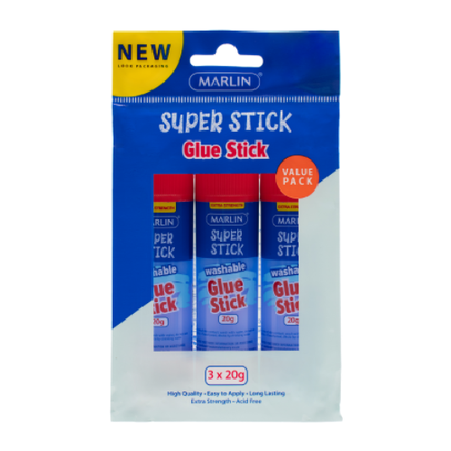 MARLIN GLUE STICK VALUE PACK NON-TOXIC 21G, 3's