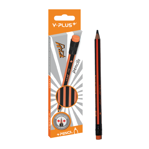 Y-PLUS RAY JUMBO PENCIL TRI HB RUBBER TIPPED 12’S
