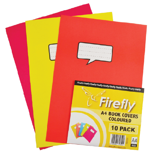 FIREFLY A4 PRECUT COLOUR BOOK COVER, 10 PACK, 5 PACK