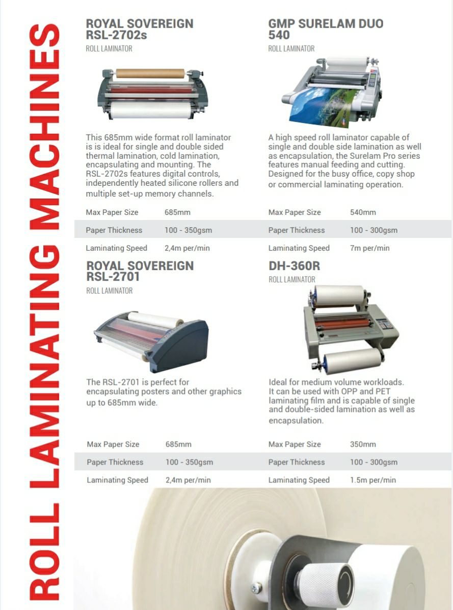 Roll lamination machines