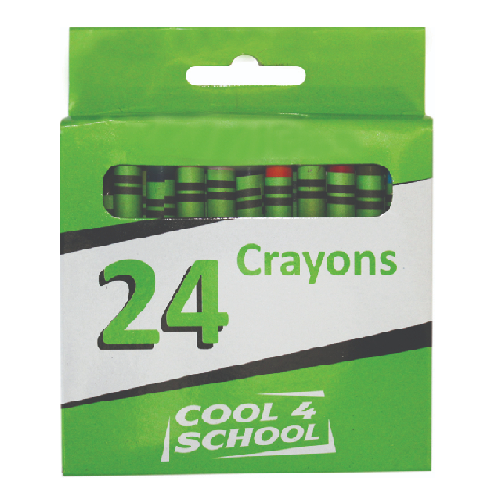 COOL 4 SCHOOL WAX CRAYONS 24's, 8mm