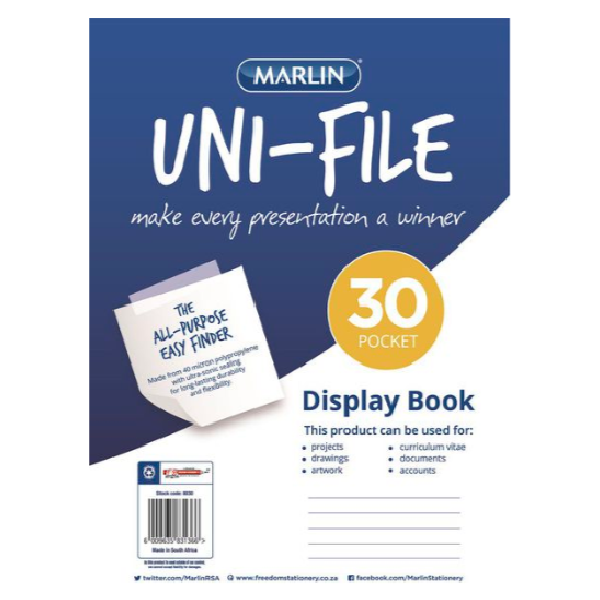 MARLIN UNI-FILE DISPLAY BOOK 30 POCKETS FILE