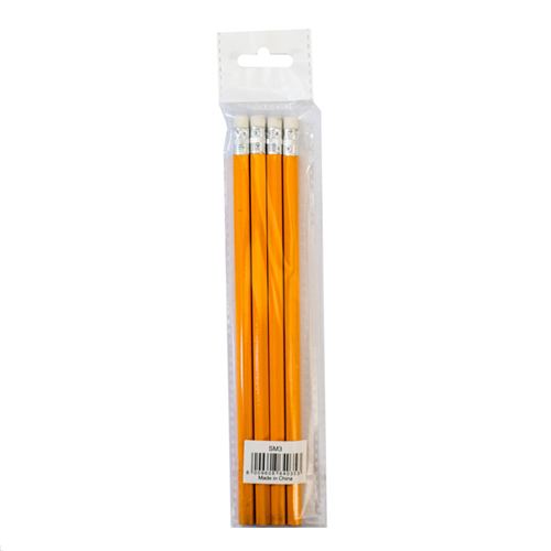 YELLOW BARREL RUBBER-TIPPED PENCILS 4's HB