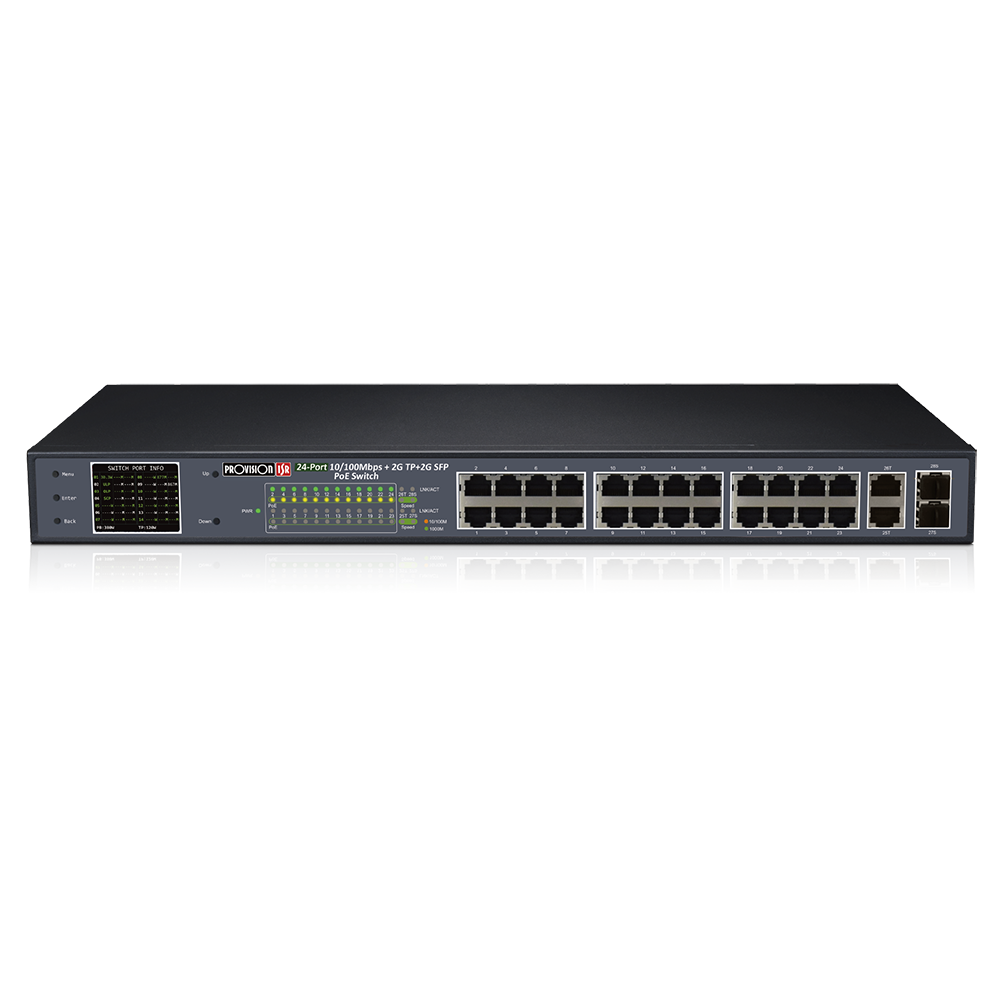 PROVISION - 24 Port 10/100Mbps +2 RJ45 + 2SFP PoE Switch