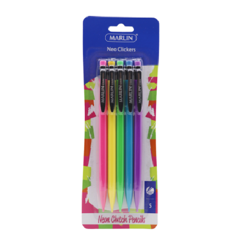 MARLIN NEO CLICKERS CLUTCH PENCIL 5'S ASSORTED 0.5MM