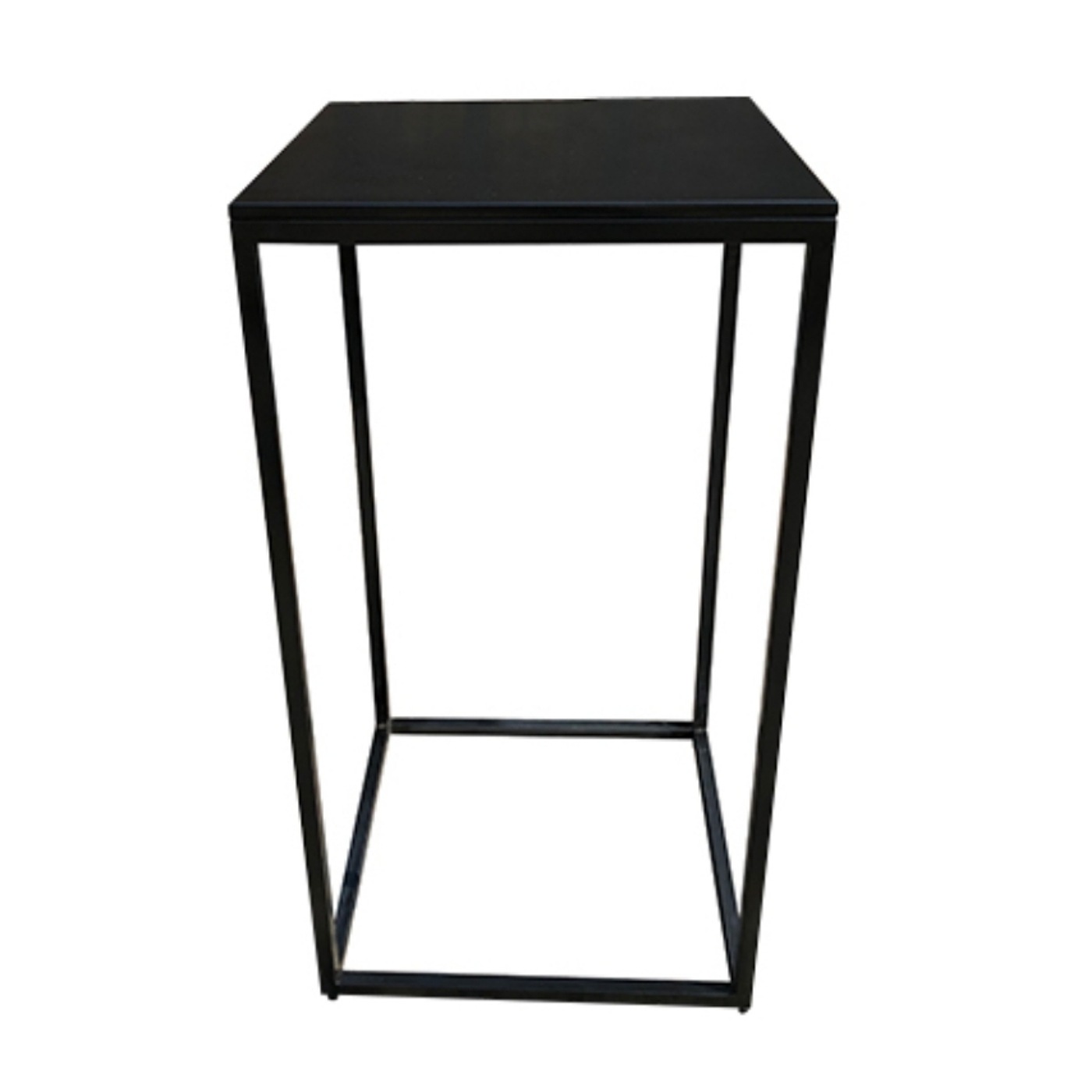 Black Square Frame Cocktail Table With Black Top To Hire