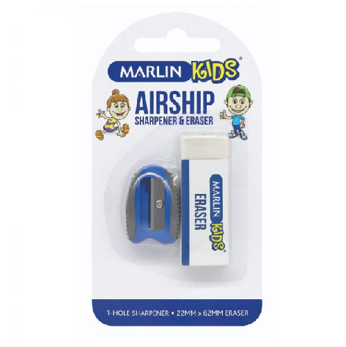 MARLIN KIDS PLASTIC AIRSHIP SHARPENER 1 HOLE + ERASER