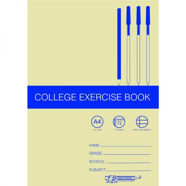 72 PAGE A4 COLLEGE EXERCISE BOOKS F/M