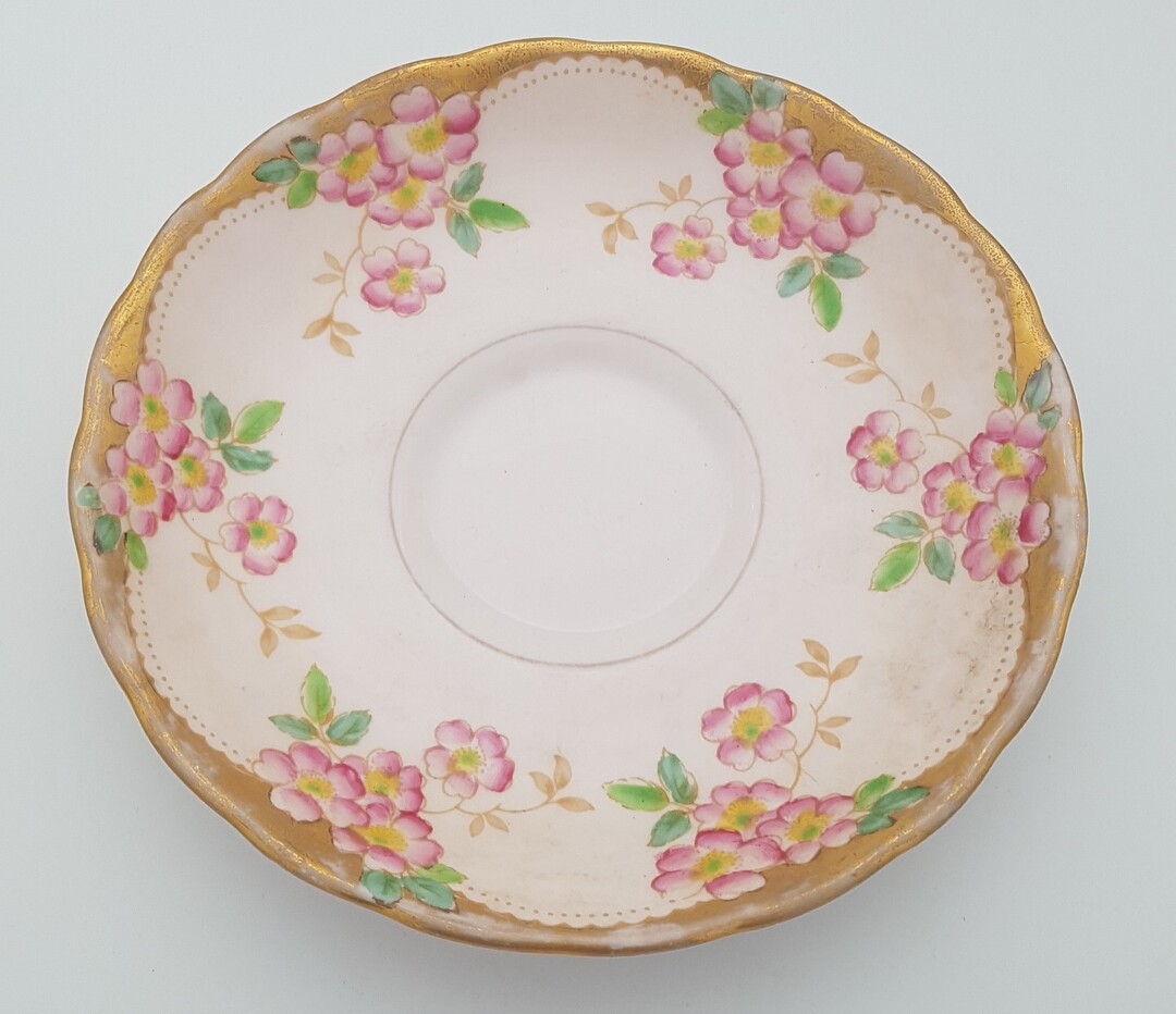 C0105 Floral pink and gold Fine English Bone China  TUSCAN