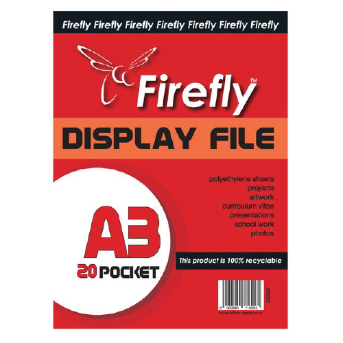 FIREFLY A3 VIEW FILE DISPLAY BOOK TRANSPARENT POCKETS FILE