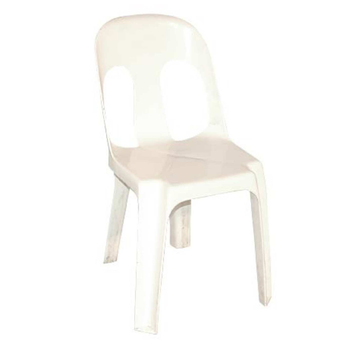 White Armless Plastic Ancona Chair.