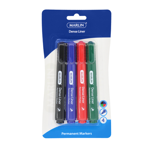 MARLIN DENSE LINERS PERMANENT MARKERS 4's, ASSORTED