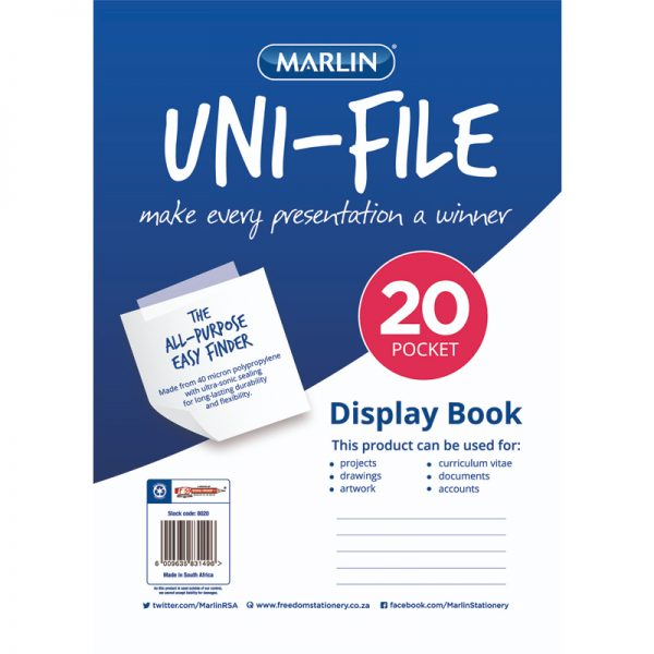 MARLIN UNI-FILE DISPLAY BOOK 20 POCKETS FILE