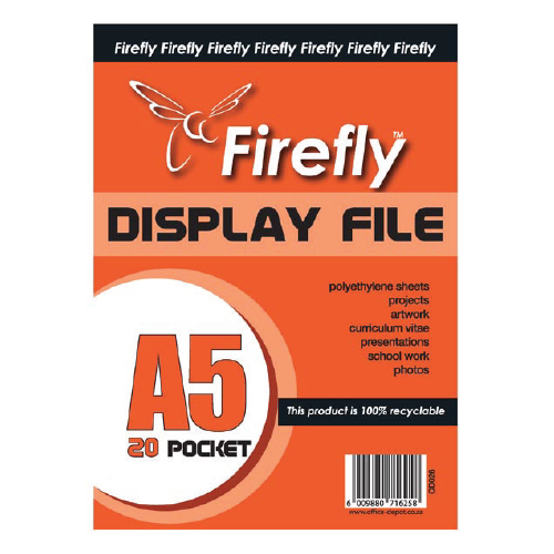 FIREFLY A5 VIEW FILE DISPLAY BOOK TRANSPARENT POCKETS FILE
