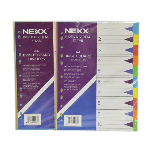 NEXX BRIGHT PVC FILE DIVIDER OR INDEXES POLYPROPYLENE