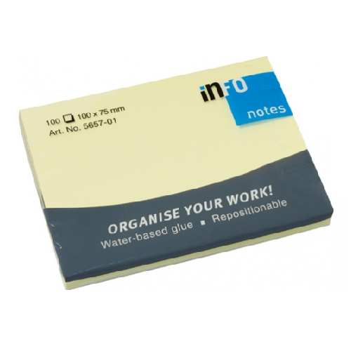 INFO NOTES PASTEL YELLOW NOTE PAD 5657-01