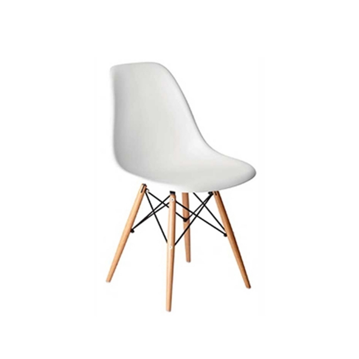 White Emmy Cafe Chair With Wooden Legs And White Seat.