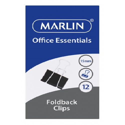 MARLIN OFFICE ESSENTIALS FOLD BACK CLIPS 12's