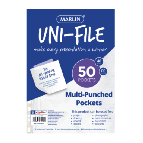 MARLIN MULTIPUNCHED POCKETS 50's, 100 MICRON