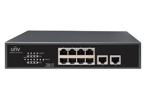 UNV - 8 Port PoE Switch, supports EXTEND Mode (120W)8-port, 2 Uplink port PoE Switch