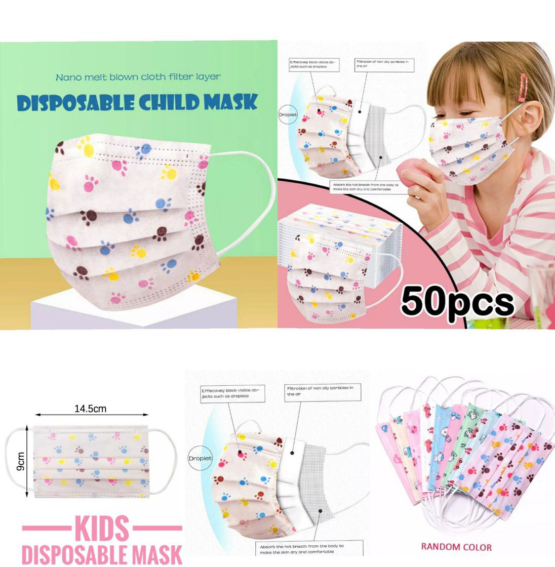 50 pack kiddies disposable masks