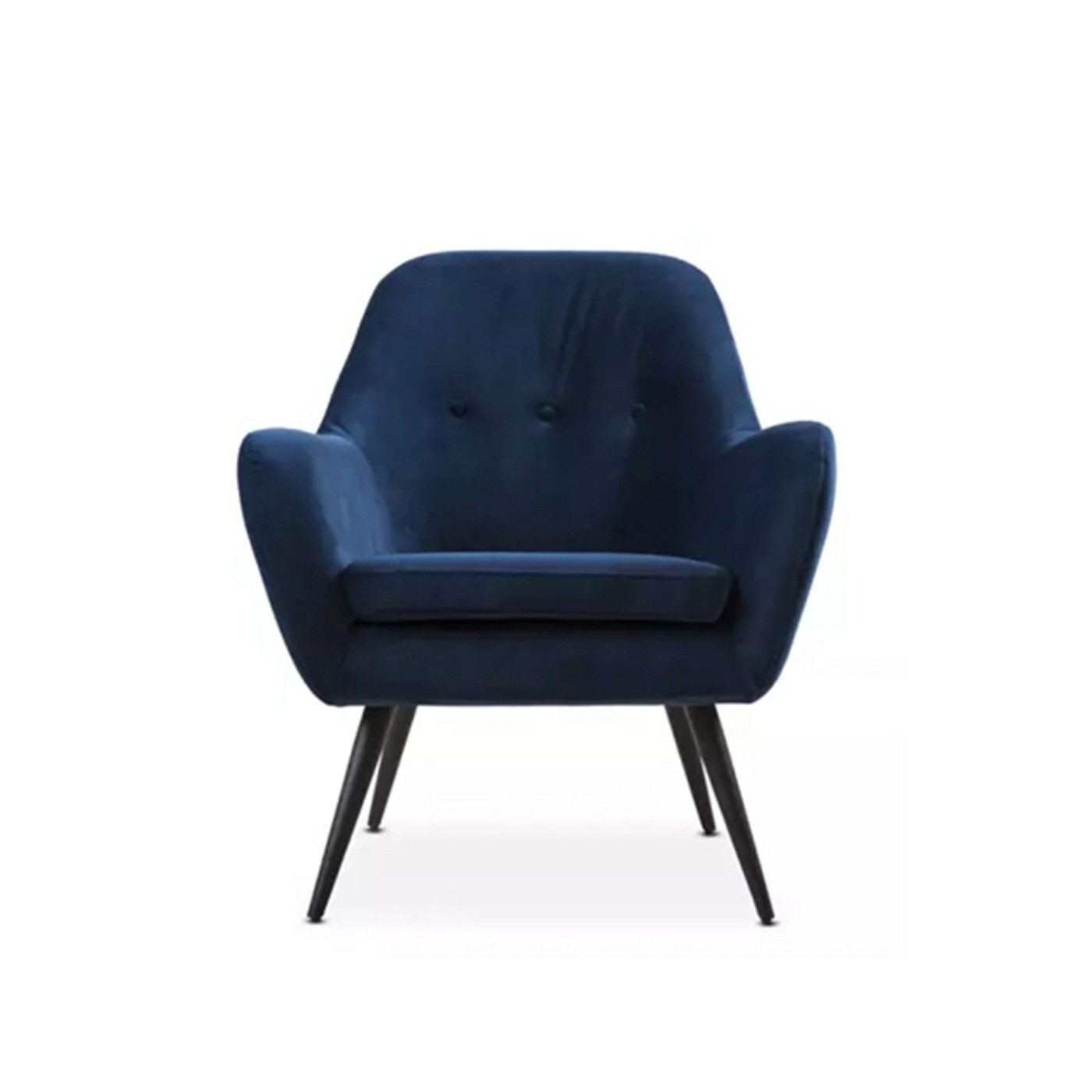 Blue Occasional Chair With High Black Legs.