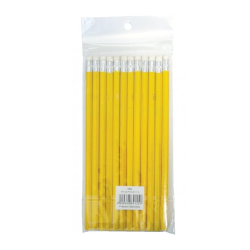 YELLOW BARREL RUBBER-TIPPED PENCILS 12's HB